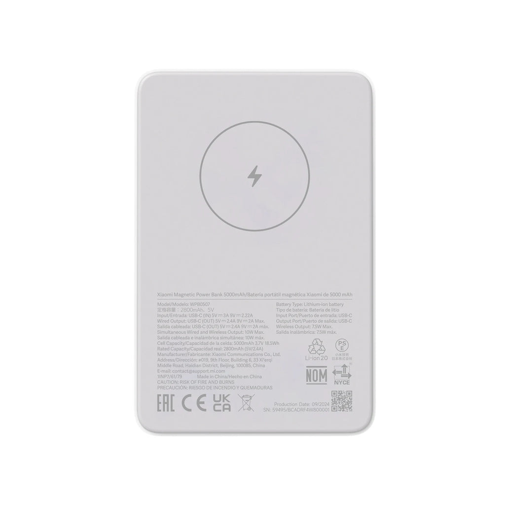 Xiaomi Power Bank Magnético 5000mAh – Carga Inalámbrica Rápida y Ultracompacto
